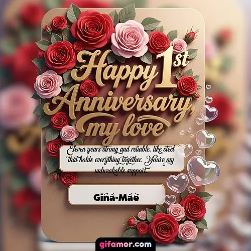 GIF de Wedding Anniversaries by Year: Eleven years strong and reliable, like steel that holds everything together. You're my unbreakable support.